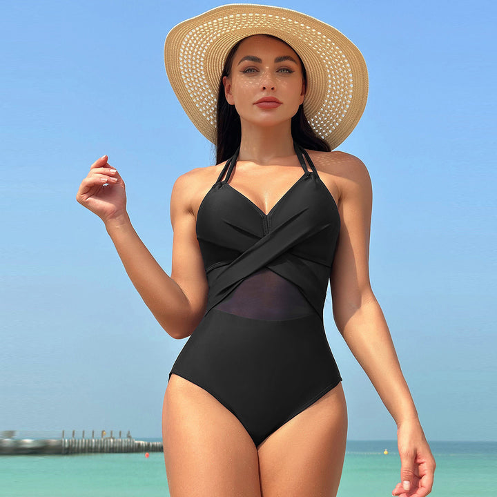 Dame Onepiece Badedragt med stilige Mesh-elementer Skovae