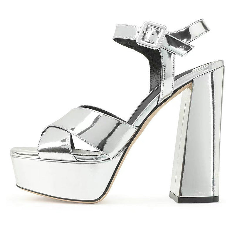 Femme Stilfulde Metallic Platform-Sandaler Stilla