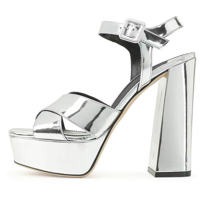 Femme Stilfulde Metallic Platform-Sandaler Stilla