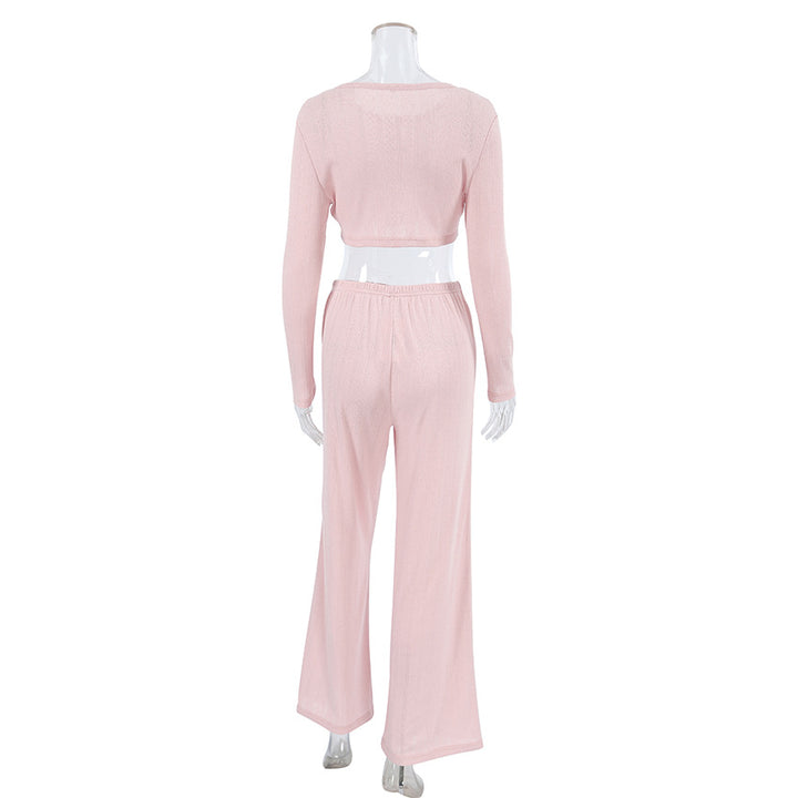 Dame Cropped Pullover og brede Bukser Sæt Stilla