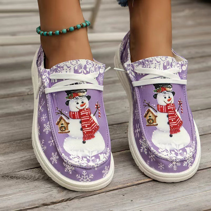 Dame Sneakers med vinterligt snemandsmotiv og skridsikker sål Stilla