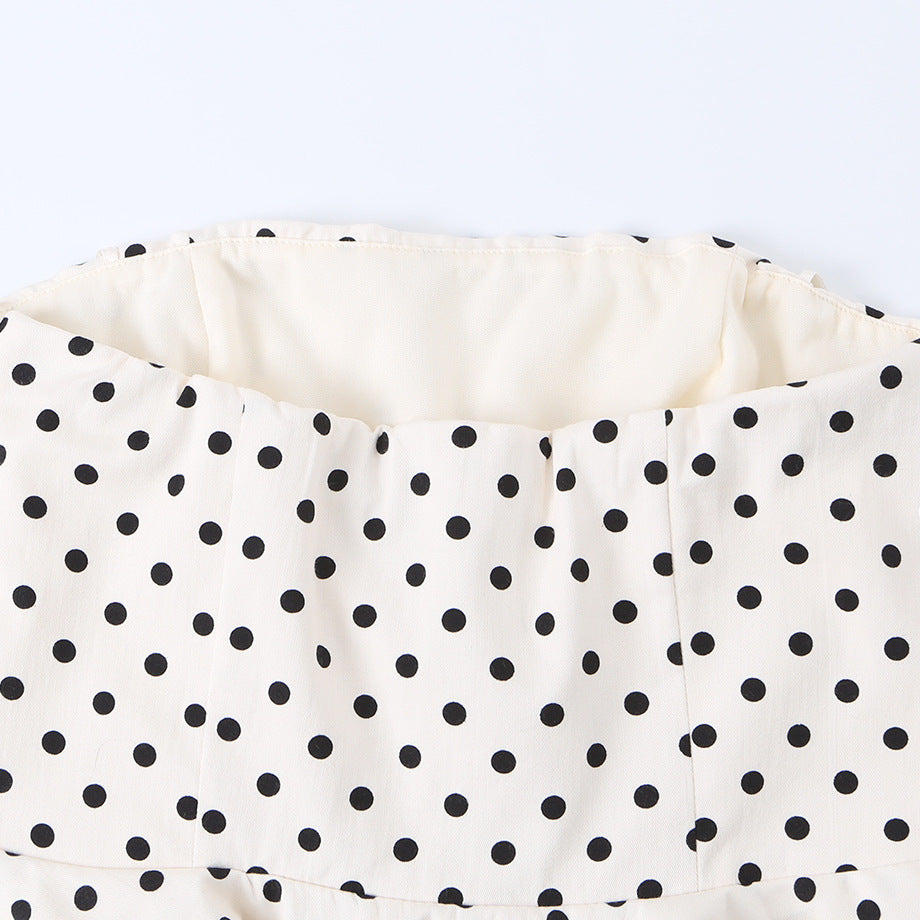 Dame Peplum-top med struktureret polka-dot mønster Skovae