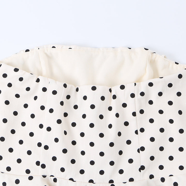 Dame Peplum-top med struktureret polka-dot mønster Skovae