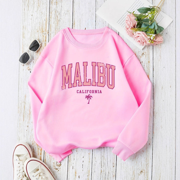 Dame sweatshirt med livligt Malibu-tryk og afslappet pasform Stilla
