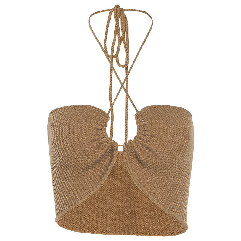 Femme Strikket Halter Crop Top Stilla