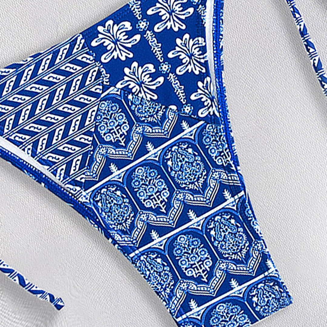 Dame Triangel-bikini med legende blomsterdesign og bindbare stropper Skovae