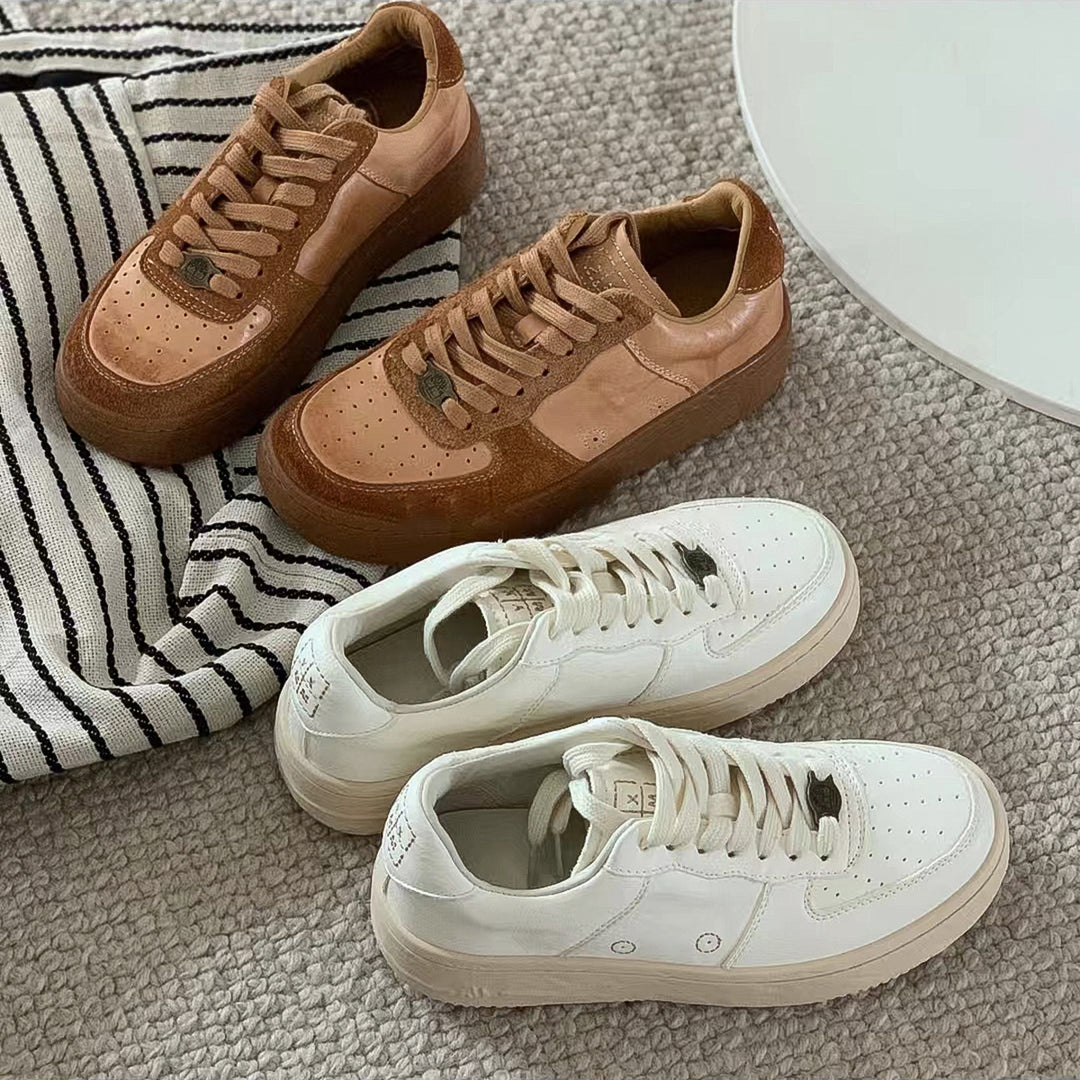 Femme Syntetisk Læder Low-Top Sneakers med strukturerede Detaljer Stilla