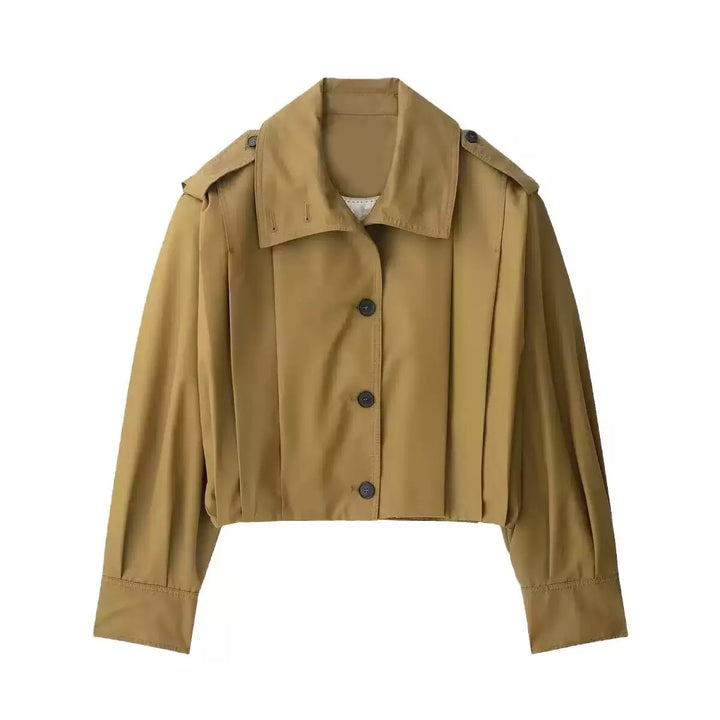 Dame mode kort jakke med elegante plissé-detaljer Stilla
