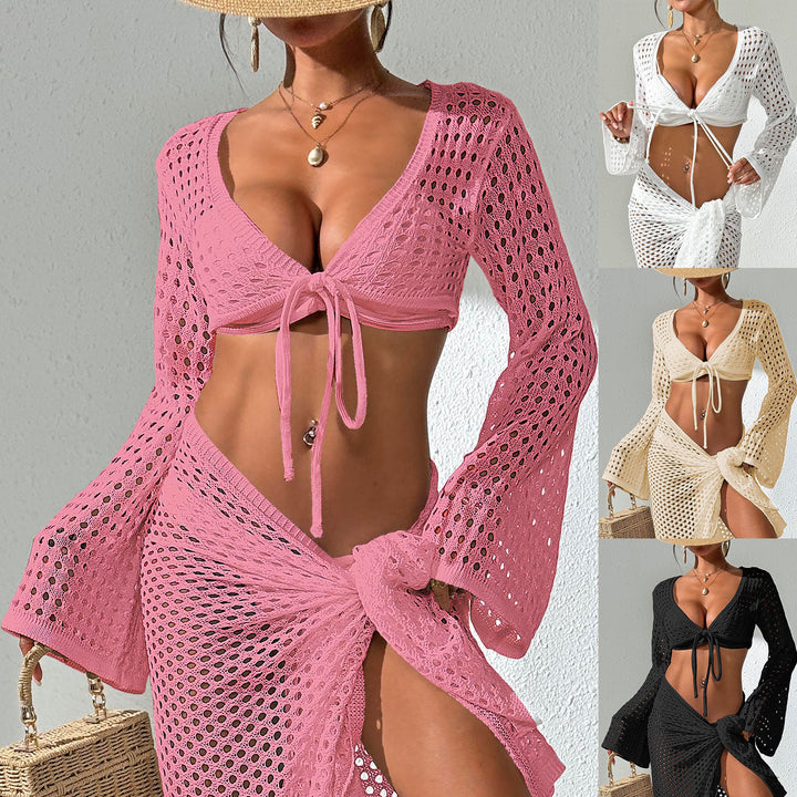 Dame Hæklet Strand Cover-Up Kimono Stilla