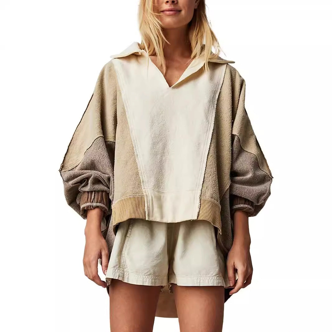 Damer afslappet sweater i patchwork-design Stilla