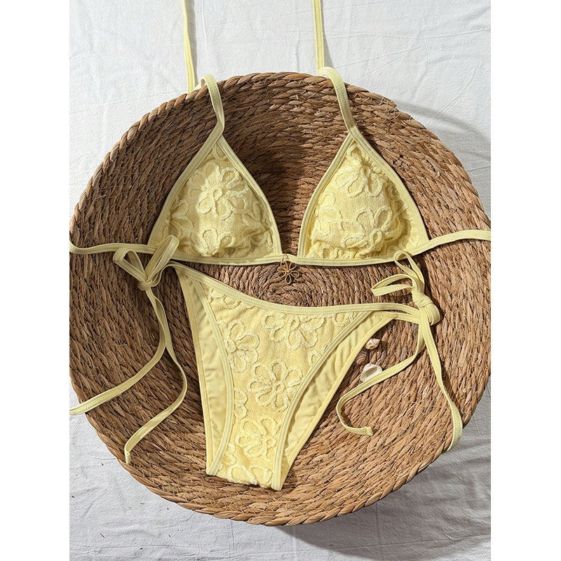 Dame To-delt Bikini-Sæt med florale Broderier Skovae