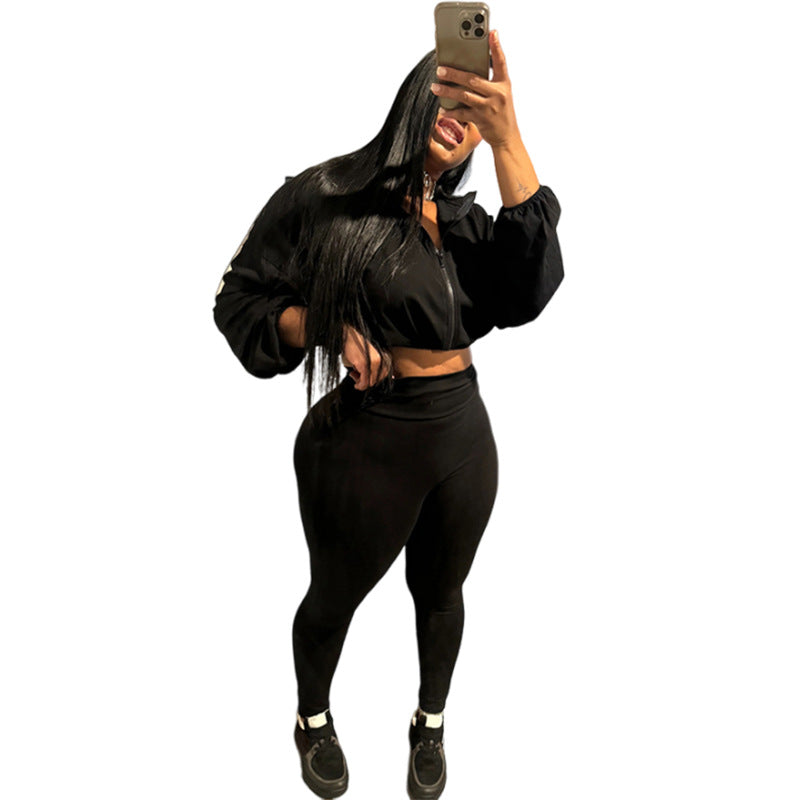 Dame Crop-top og højtaljede leggings sæt Stilla