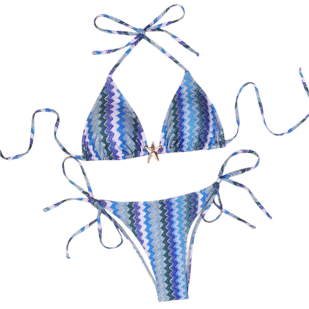 Dame Triangel-Bikini med funklede zigzag mønster Skovae