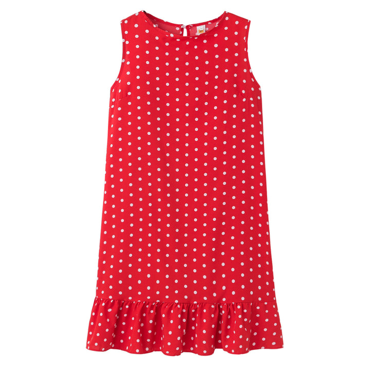 Dame Sommer Polka Dot Shift Kjole med Flæsekant Stilla