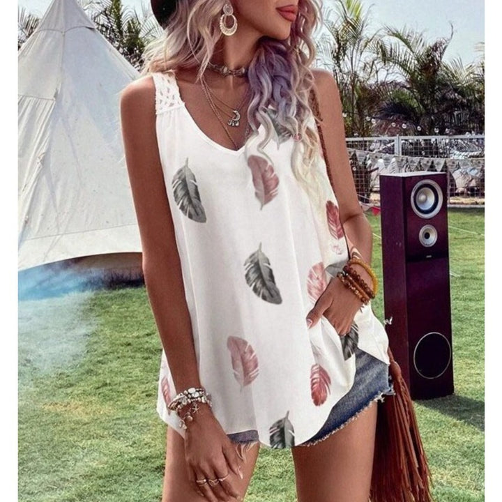 Dame Bohemian Hækle Ryg Tank Top Stilla