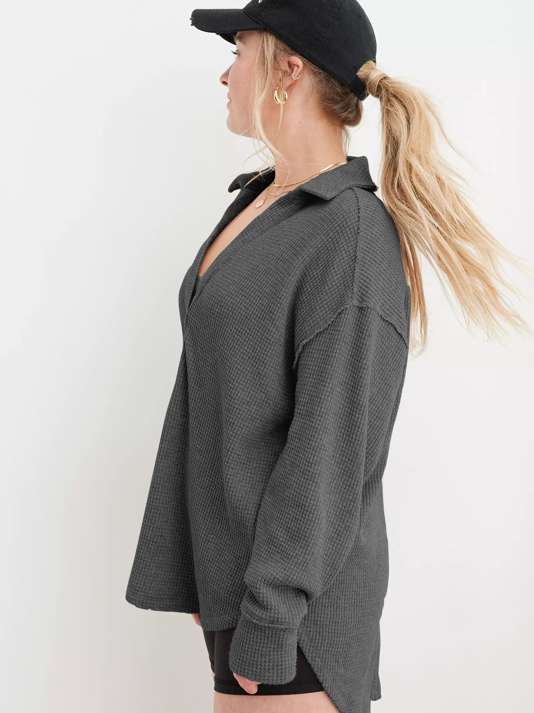 Dame Vaffelstruktur Loungewear Sæt med afslappet pasform og justerbar linning Stilla