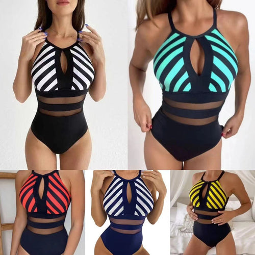 Dame Sporty Badedragt med fashionable netindsatser Skovae