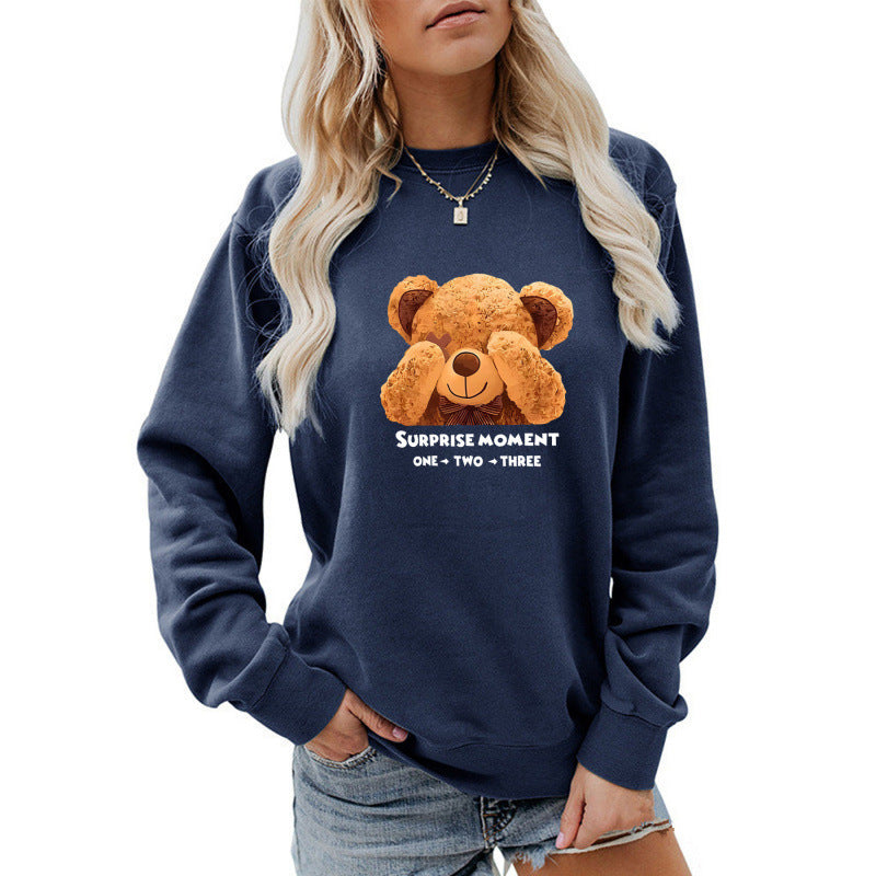 Kvindernes fritids sweater med sødt bjørne design Skovae