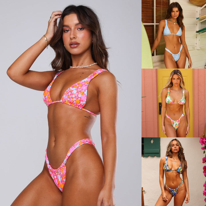 Femme Triangle Bikini-Sæt med blomstret detalje Stilla