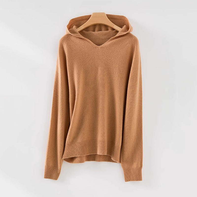 Dame luftig sweatshirt med V-hals og integreret hætte-design Stilla