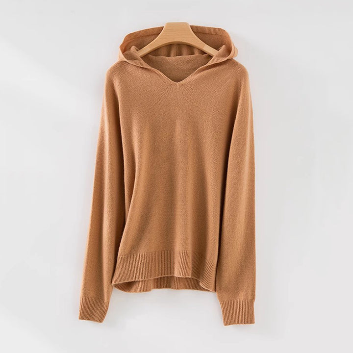 Dame luftig sweatshirt med V-hals og integreret hætte-design Stilla