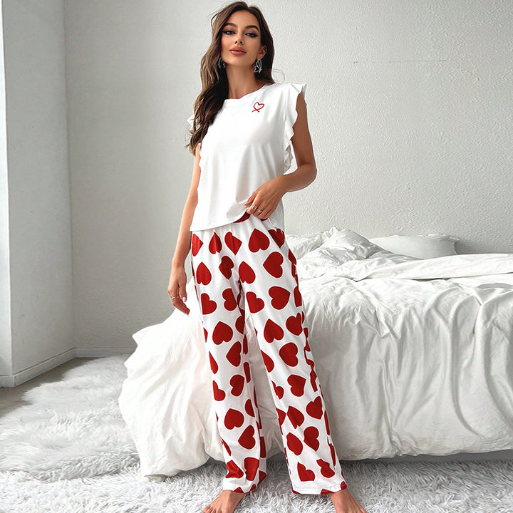Dame Pyjamasæt med hjerteformet design og luftig pasform Stilla