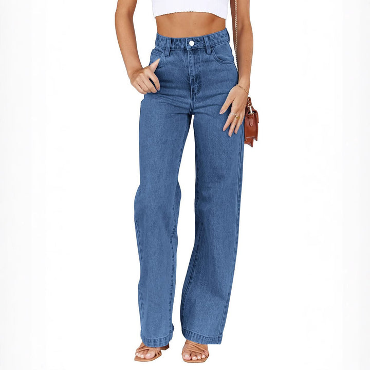 Dame højt skåret bredt skåret jeans med lige ben Stilla