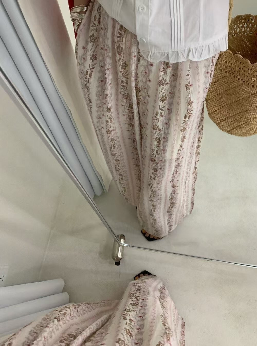 Dame Bohemian blomstertryk vide-bukser Stilla
