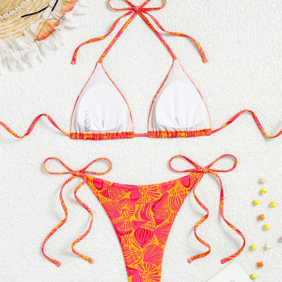 Dame bikini-sæt med justerbare stropper og farverigt motiv Stilla