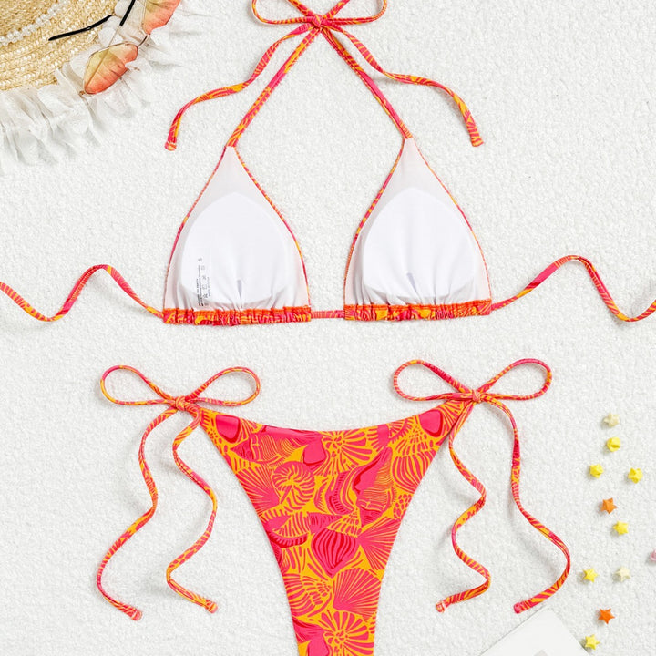 Dame bikini-sæt med justerbare stropper og farverigt motiv Stilla