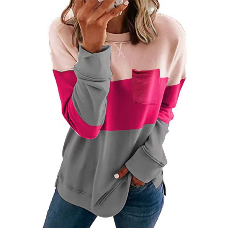 Dame Lækkert Sweatshirt med farveblok-design og brystlomme Stilla