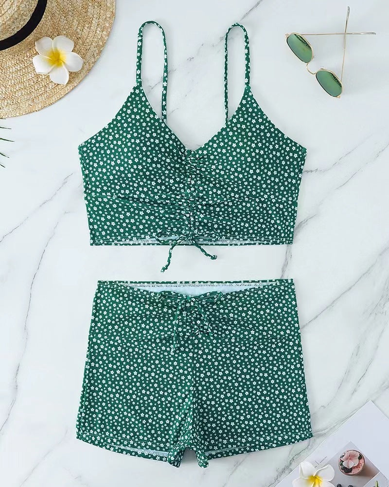 Dame bikini med blomstret flæse design og justerbare stropper Skovae