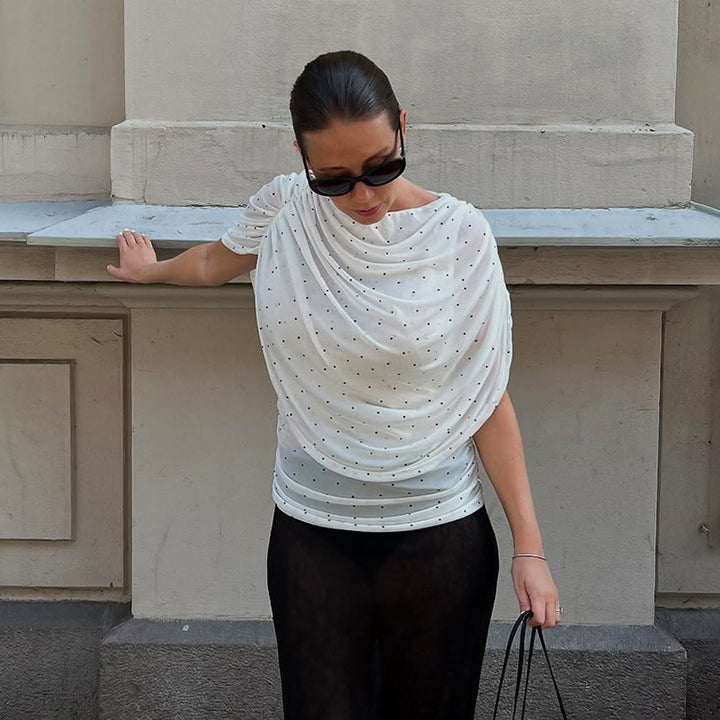 Dame Elegant Draperet Top med ædle accenter Skovae