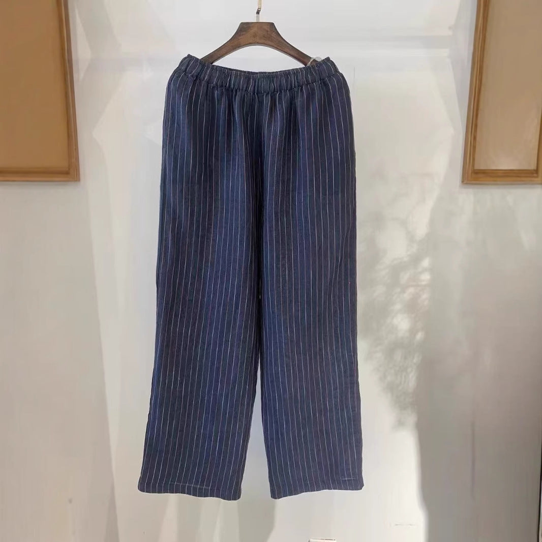 Dame Stribet Bred Linnedragt Stilla
