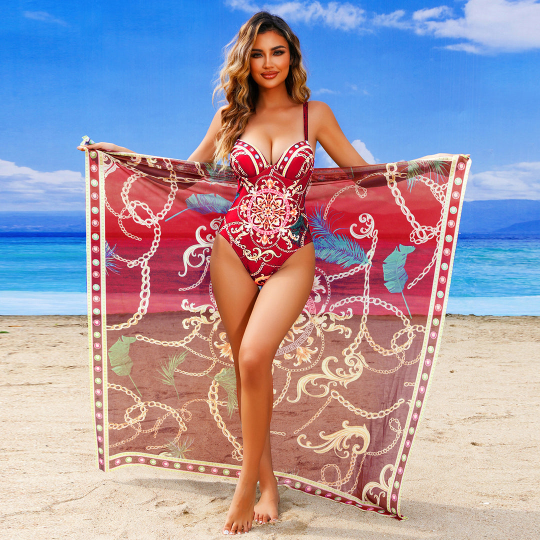 Dame skulptureret top badedragt med chiffon cover-up Stilla