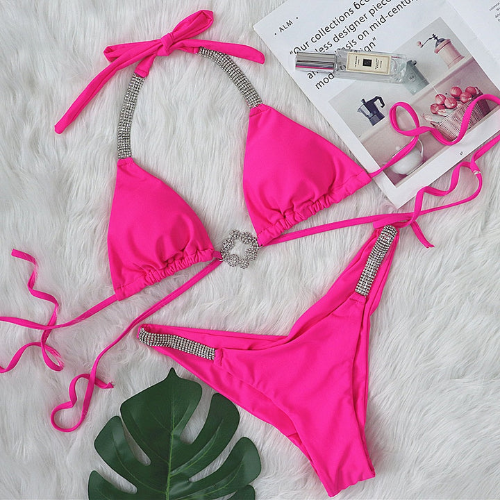 Dame Glamorous Rive-detalje Bikini Sæt Stilla
