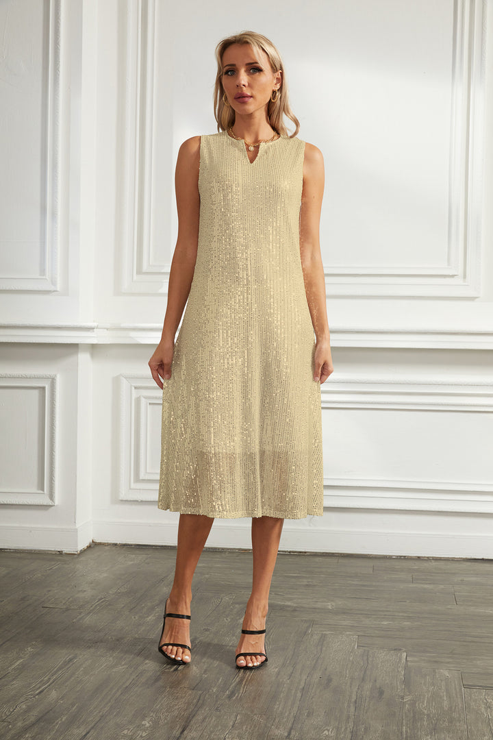 Dame Midikjole med elegant glimmer-design og enkel snitføring Stilla