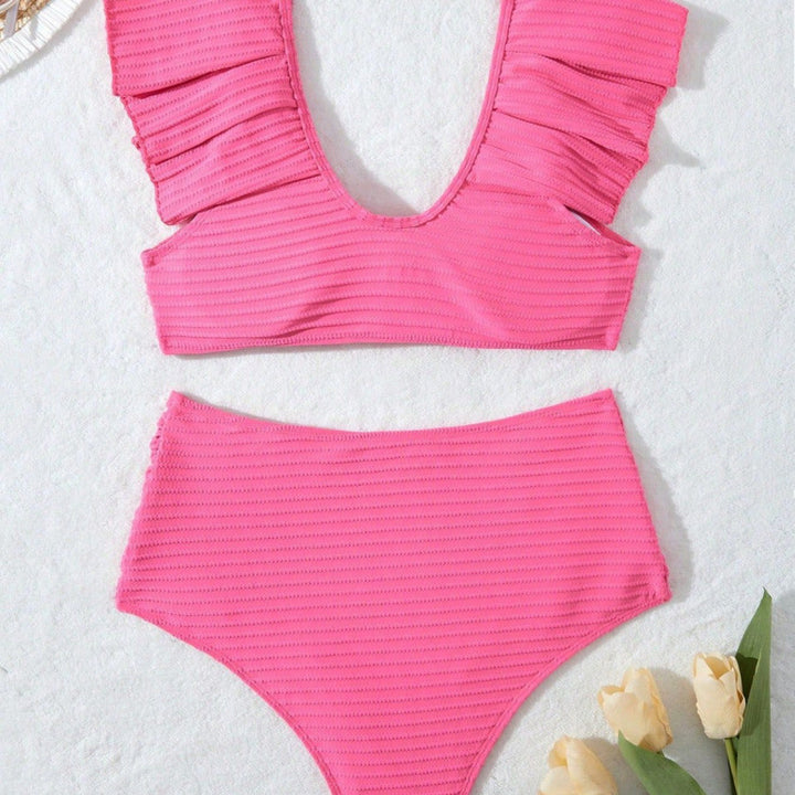 Dame Højskåret Bikini med Ruffle Detaljer Skovae