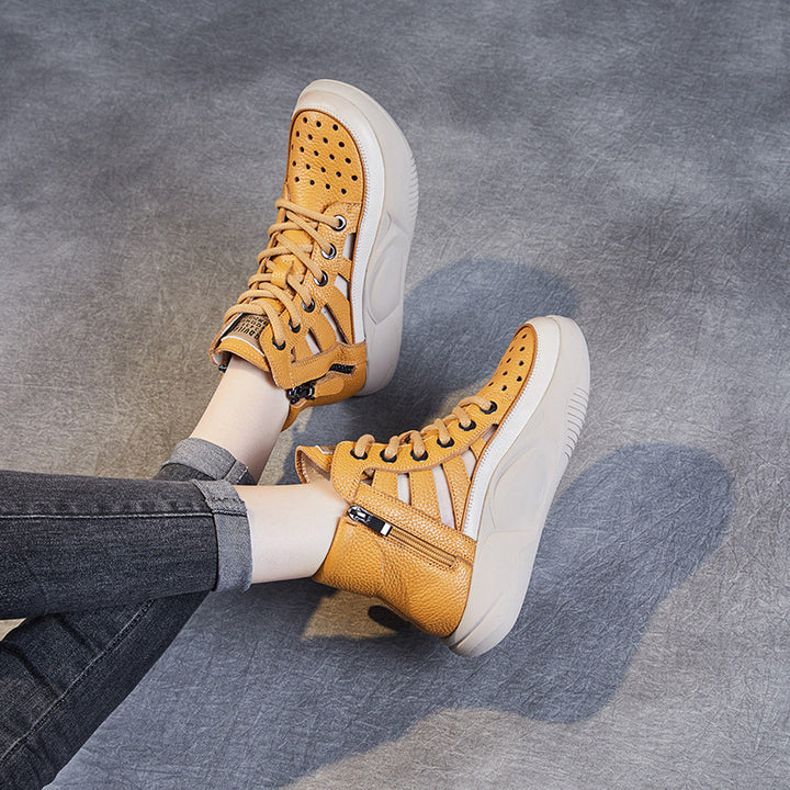 Dame High-Top-Fashion-Sneakers med udskæringsdesign og lynlås Stilla