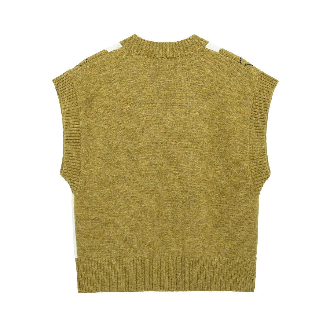 Dame Argyle Strik Ærmeløs Sweater Vest Stilla