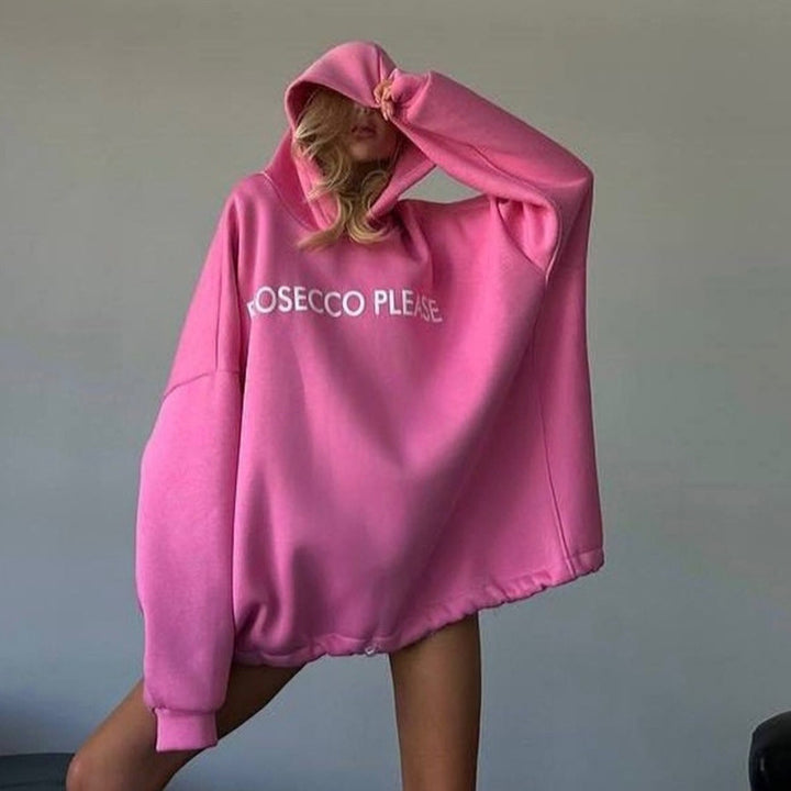 Kvinder Casual Oversized Hoodie med Snor og Ribbet Manchetter Skovae