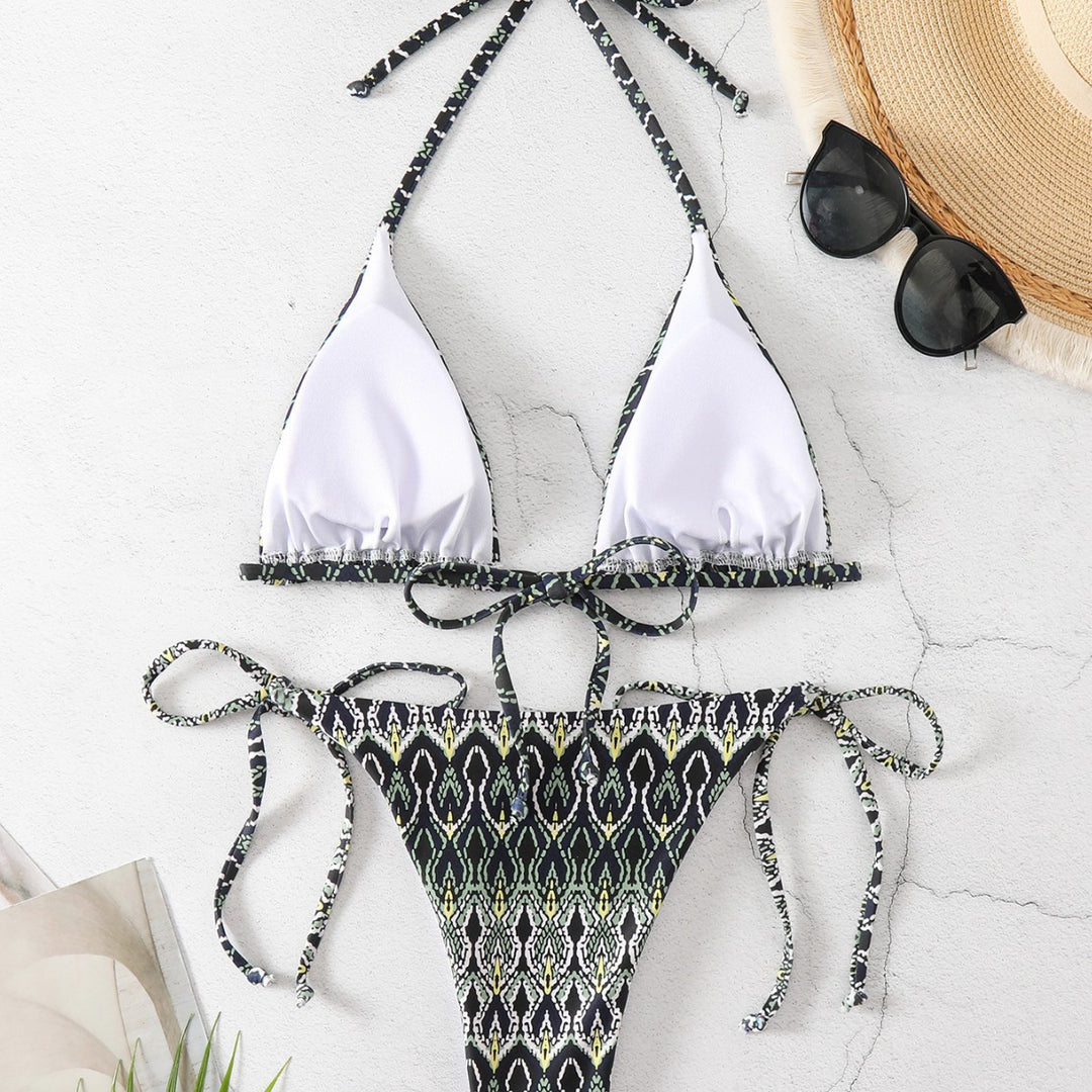 Dame trianglet bikini med legende slangemønster Skovae