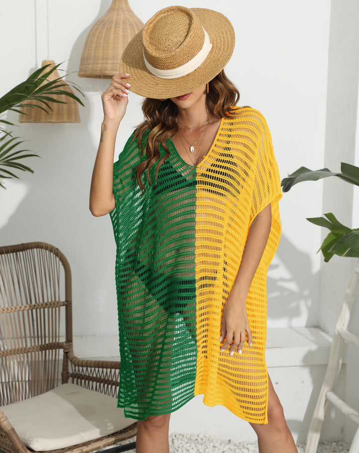 Dame net-strandoverdel med v-hals og asymmetrisk design Skovae