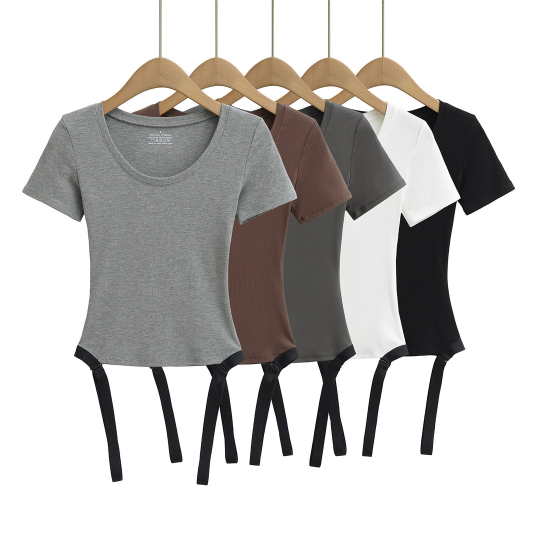 Dame Kortærmet T-shirt med smart knude-design Stilla