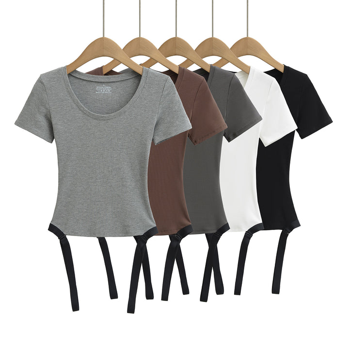Dame Kortærmet T-shirt med smart knude-design Stilla