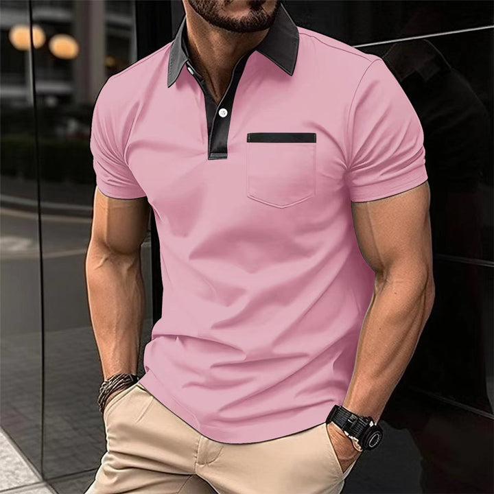 Herrer Poloshirt med moderne kontrastkrave og praktisk brystlomme Stilla