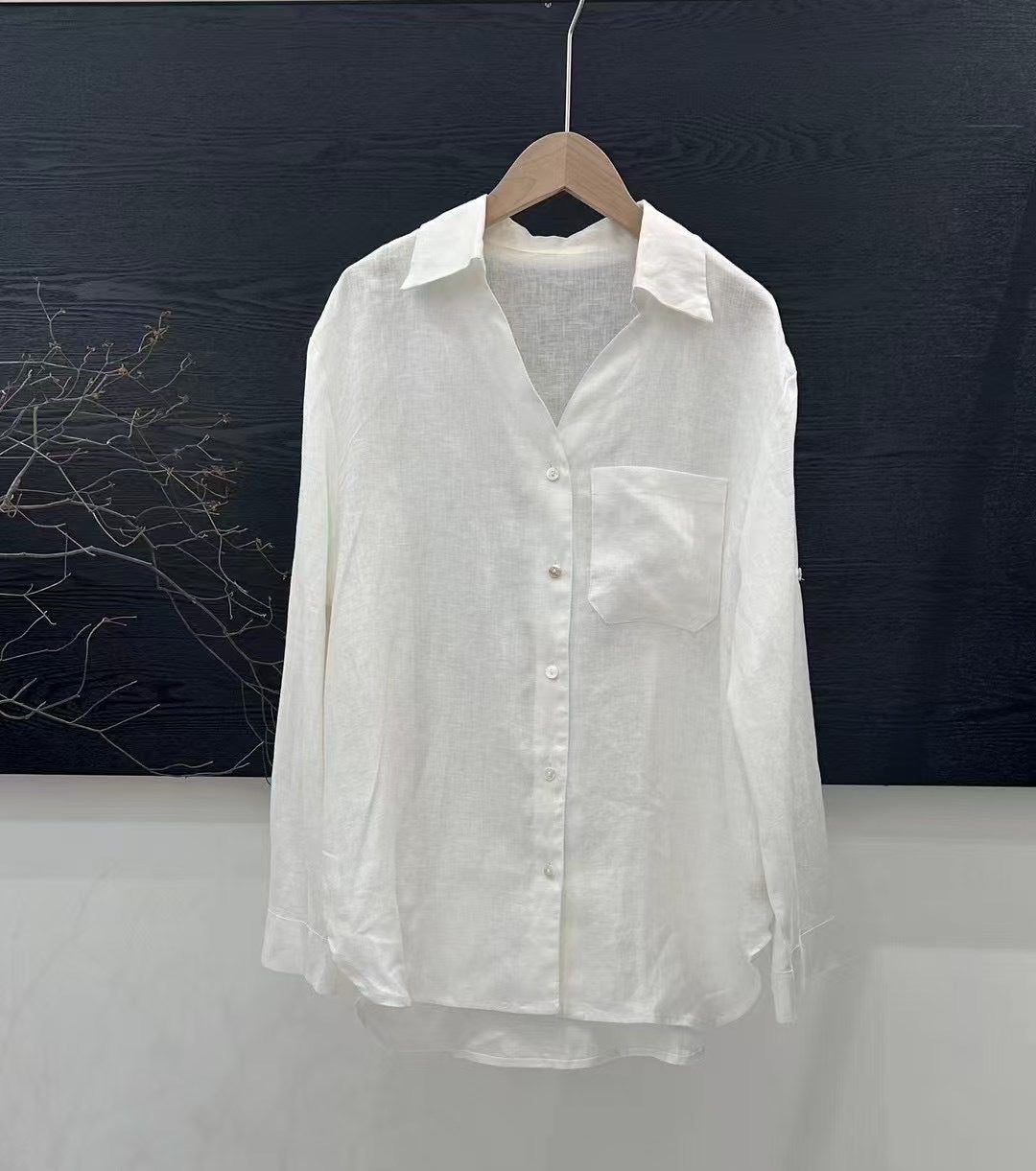 Femme Linned Langærmet Button-Up Skjorte Stilla