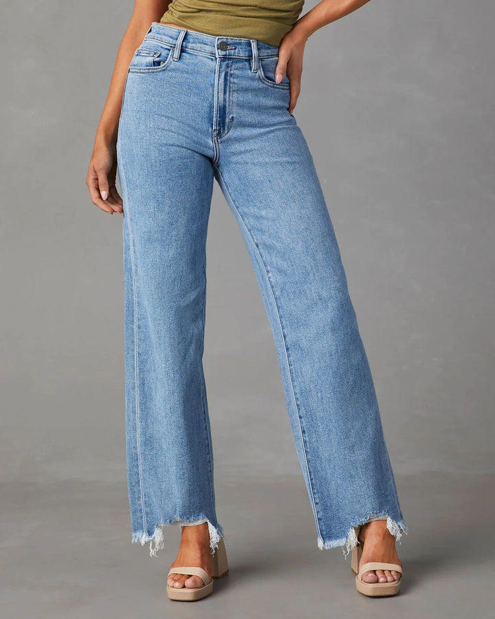 Dame Løst skåret Jeans med frynset kant Stilla