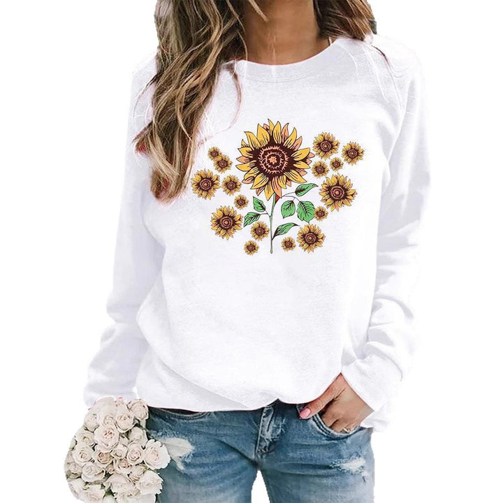 Kvinders sweatshirt med florale solsikke motiver og behagelig pasform Stilla