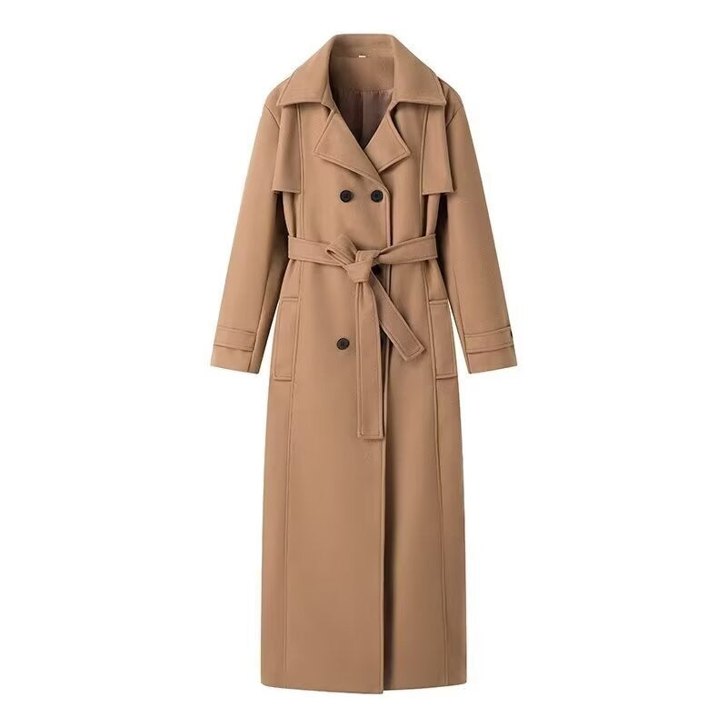 Kvinder Elegant Trench Coat med Talje Bælte og Dobbelte Knapper Placket Stilla